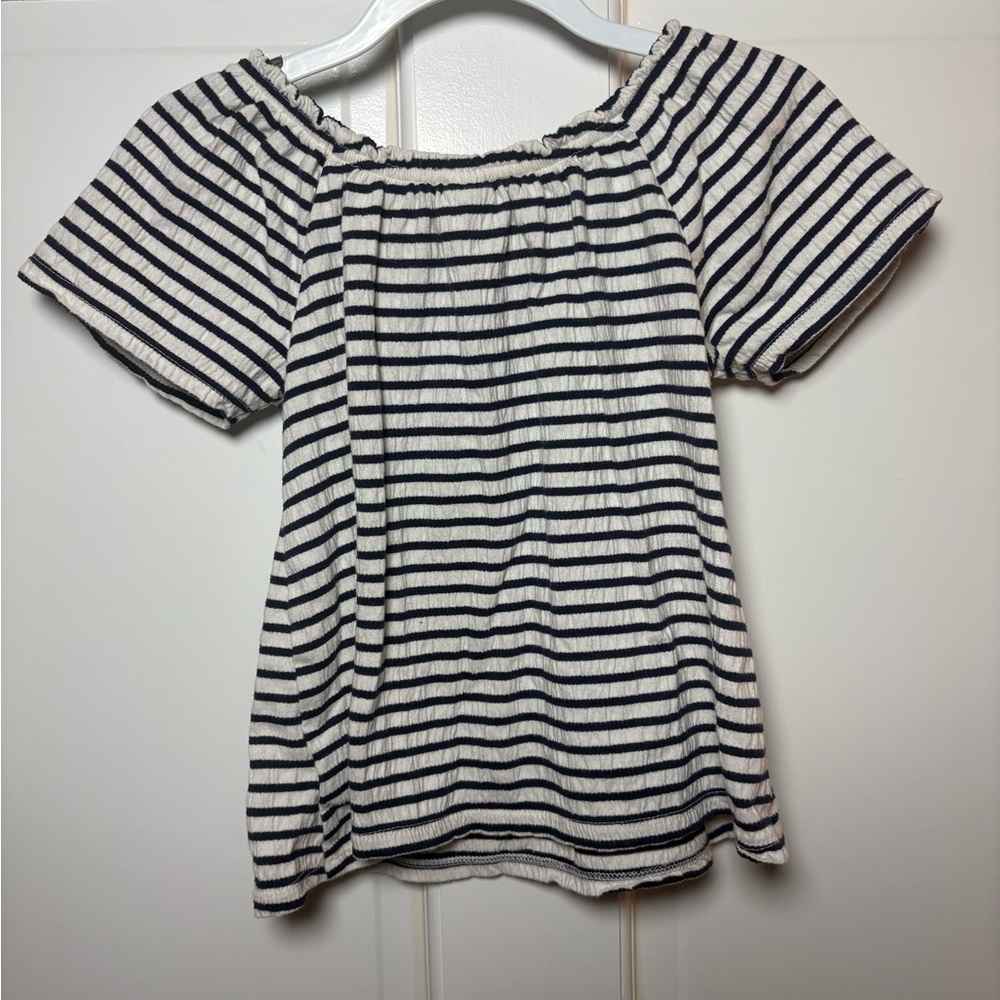 Old Navy Navy and White Striped Short Sleeve Top
